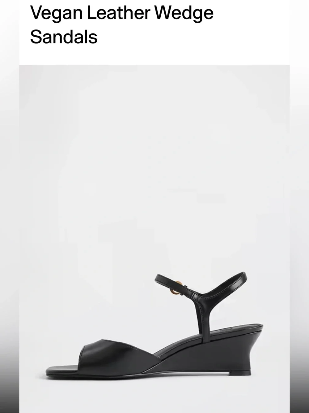GAP Black Vegan Leather Ankle-Strap Wedge Sandals